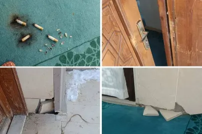 Adilcevaz'da camiye çirkin saldırı: Halılar üzerinde sigara izmaritleri söndürüldü