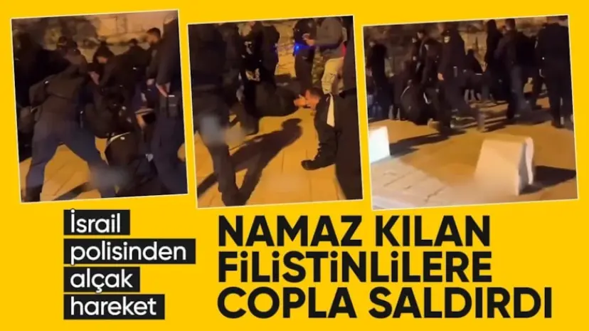 İsrail polisinden namaz kılan Filistinlilere sert müdahale