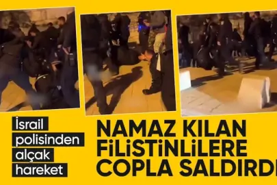 İsrail polisinden namaz kılan Filistinlilere sert müdahale