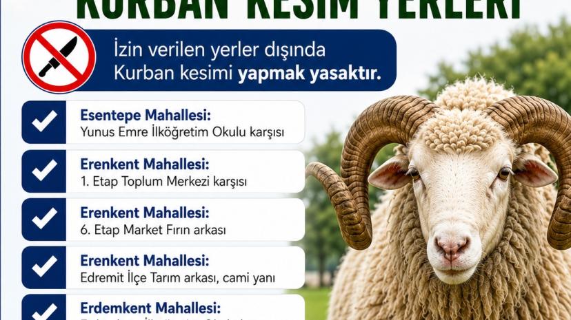 Edremit Belediyesi Kurban Kesim Alanlarını Açıkladı